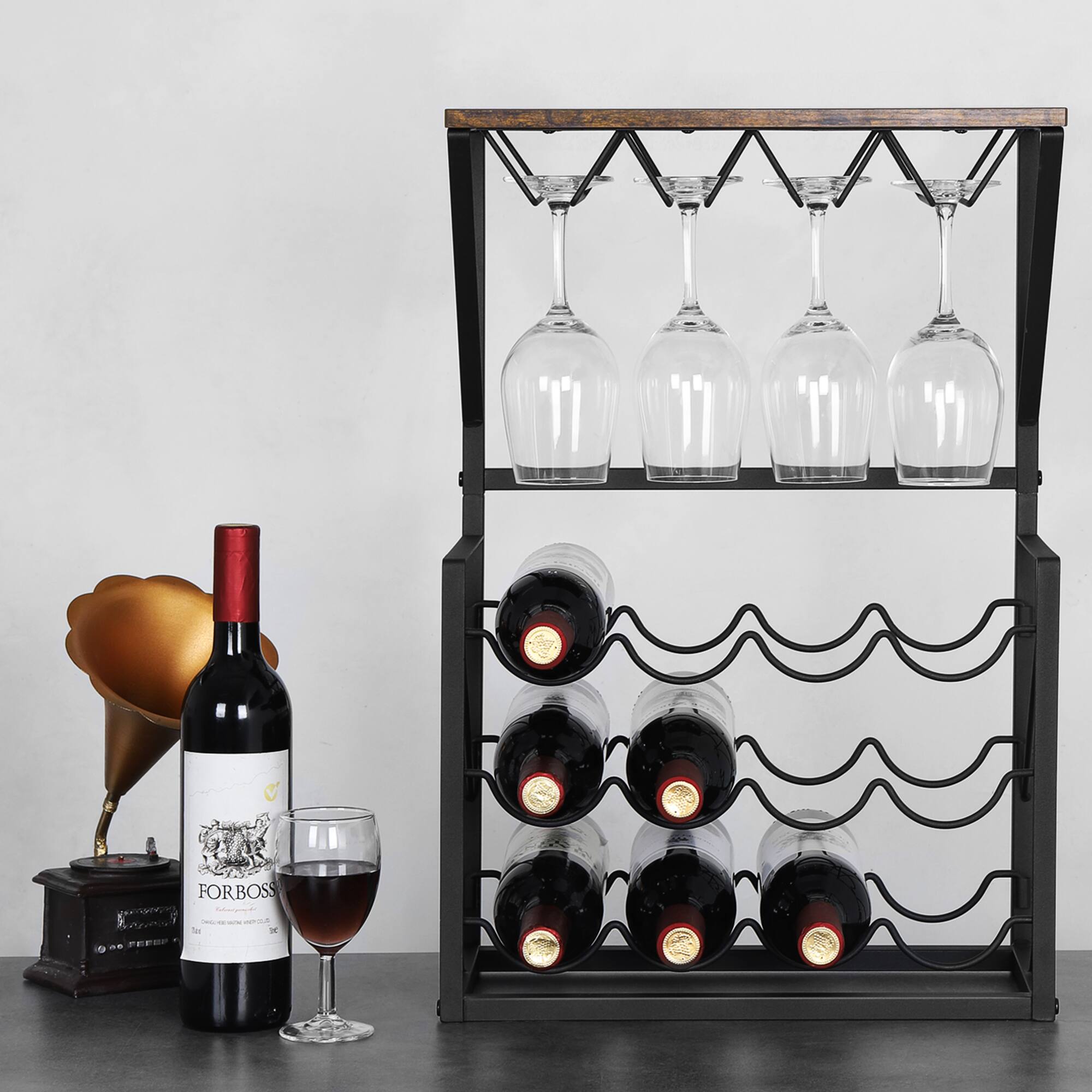 NEX™ 23.5" Brown Freestanding 12-Bottle Wine Rack